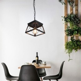 Vintage Trapetsformad Taklampa Metall Svart Taklampa