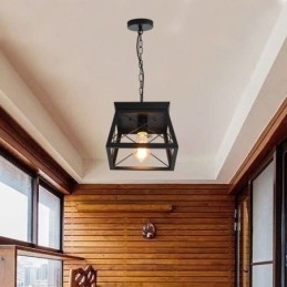 Vintage Trapetsformad Taklampa Metall Svart Taklampa