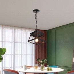 Vintage Trapetsformad Taklampa Metall Svart Taklampa