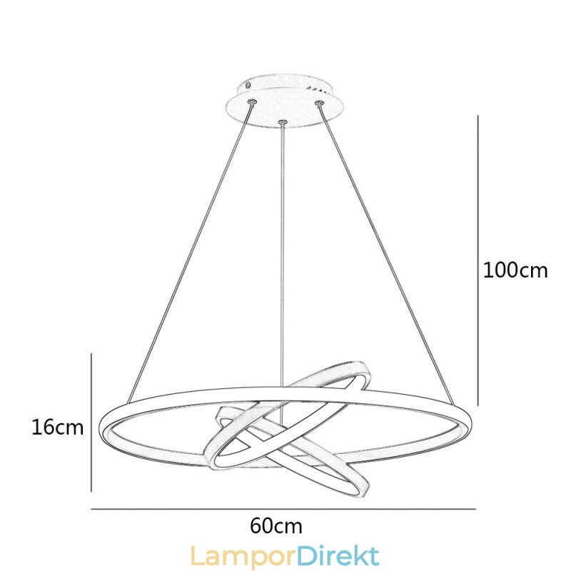 Modern Ljuskrona Dimbar 3-Ring Hängande Belysning