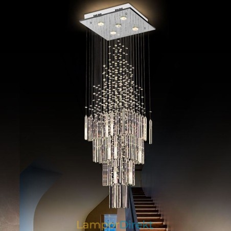 Modern Fyrkantig Kristallkrona Samtida Elegant Taklampa Duplextrappa Modern Fyrkantig Kristallkrona Samtida Elegant Taklampa Duplextrappa