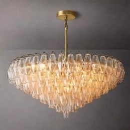 Amerikansk Taklampa Glas Taklampa Amber Transparent 90Cm 14 Ljus