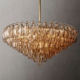 Amerikansk Taklampa Glas Taklampa Amber Transparent 90Cm 14 Ljus