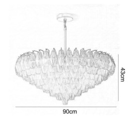 Amerikansk Taklampa Glas Taklampa Amber Transparent 90Cm 14 Ljus