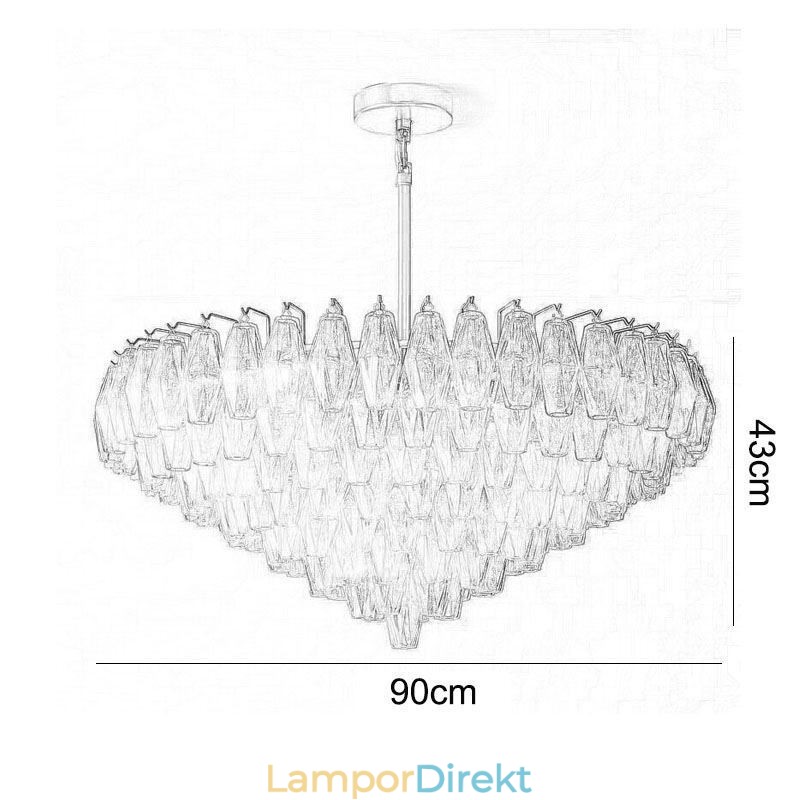 Amerikansk Taklampa Glas Taklampa Amber Transparent 90Cm 14 Ljus