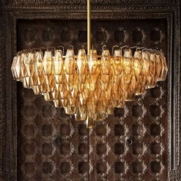 Amerikansk Taklampa Glas Taklampa Amber Transparent 90Cm 14 Ljus