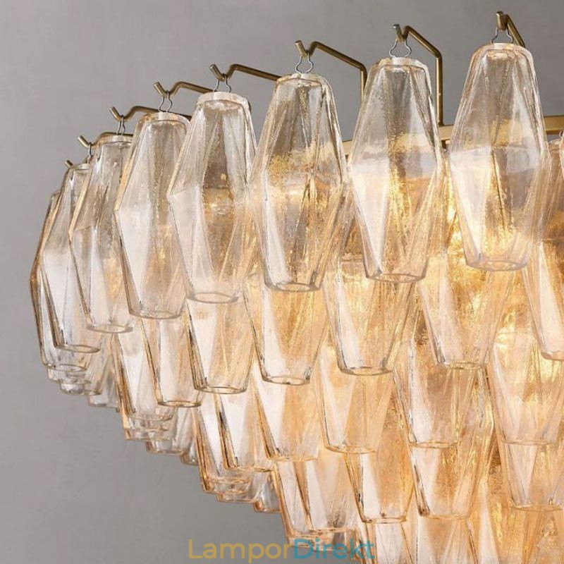 Amerikansk Taklampa Glas Taklampa Amber Transparent 90Cm 14 Ljus