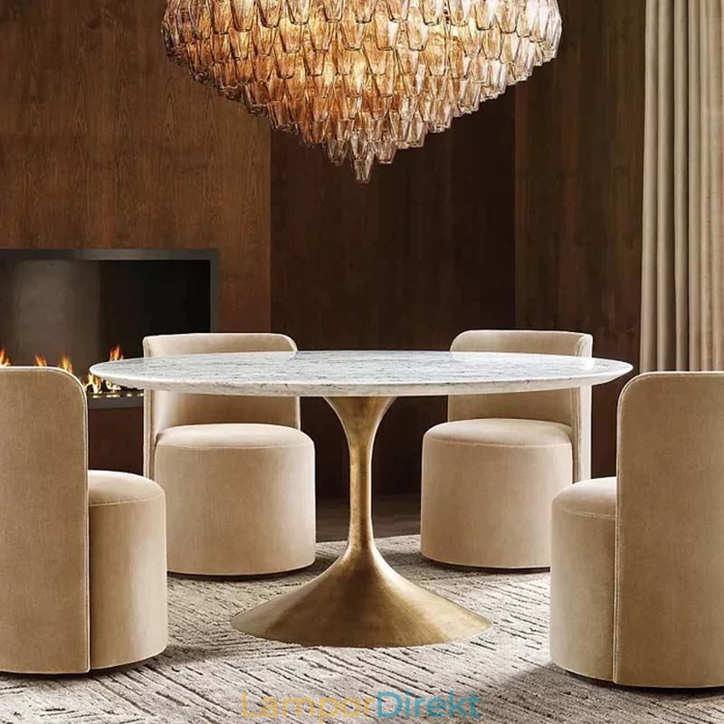 Amerikansk Taklampa Glas Taklampa Amber Transparent 90Cm 14 Ljus