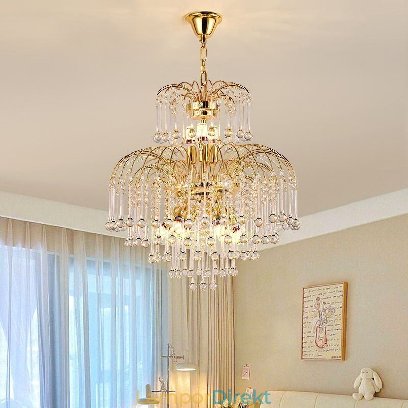Kristall Taklampa Elegant Duplex Dekorativ Taklampa