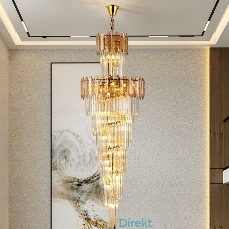 Avsmalnande Kristall Taklampa Lyx Duplex Dekorativa Taklampa