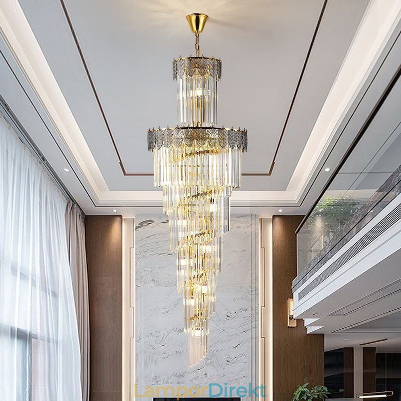 Avsmalnande Kristall Taklampa Duplex Dekorativ Taklampa