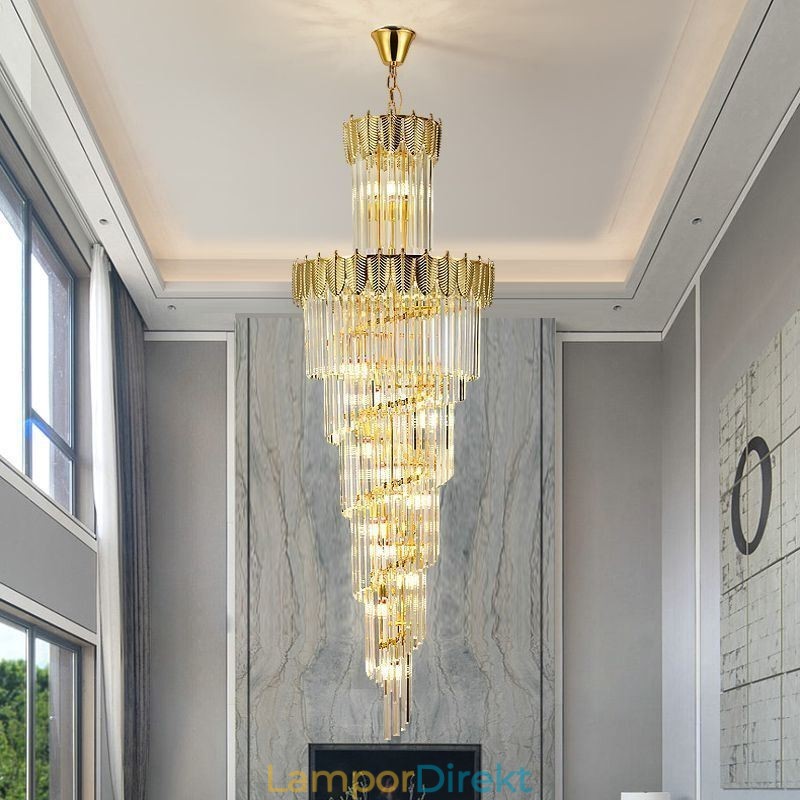 Avsmalnande Kristall Taklampa Duplex Dekorativ Taklampa