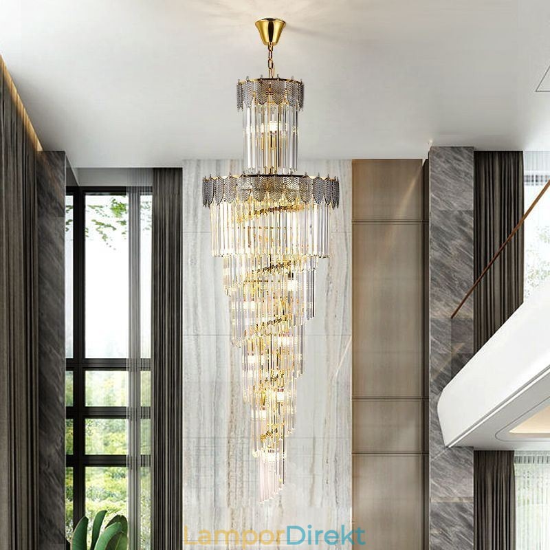 Avsmalnande Kristall Taklampa Duplex Dekorativ Taklampa