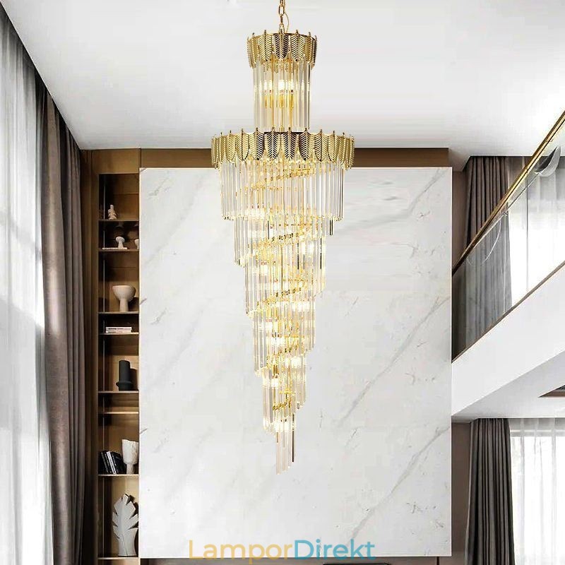 Avsmalnande Kristall Taklampa Duplex Dekorativ Taklampa