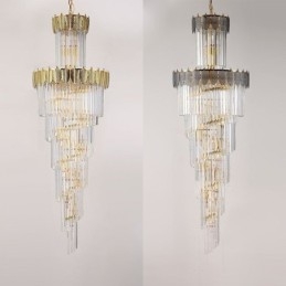 Avsmalnande Kristall Taklampa Duplex Dekorativ Taklampa