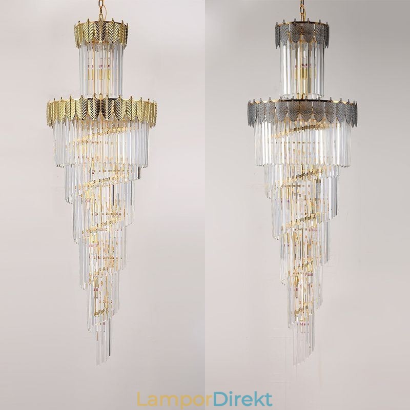 Avsmalnande Kristall Taklampa Duplex Dekorativ Taklampa