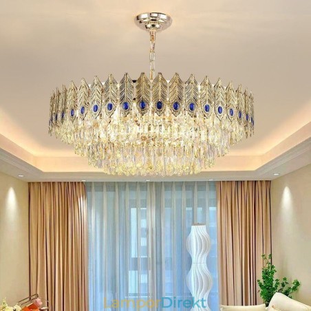 Golden Feather Crystal Pendel Light Duplex Dekorativa Taklampa Golden Feather Crystal Pendel Light Duplex Dekorativa Taklampa