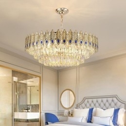 Golden Feather Crystal Pendel Light Duplex Dekorativa Taklampa