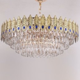 Golden Feather Crystal Pendel Light Duplex Dekorativa Taklampa