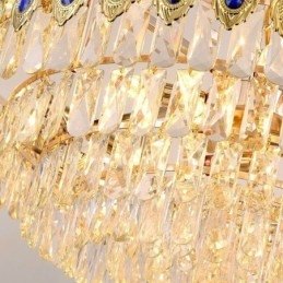 Golden Feather Crystal Pendel Light Duplex Dekorativa Taklampa