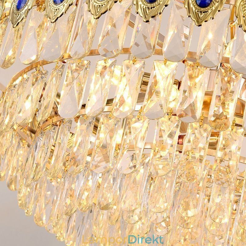 Golden Feather Crystal Pendel Light Duplex Dekorativa Taklampa
