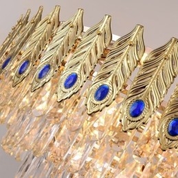 Golden Feather Crystal Pendel Light Duplex Dekorativa Taklampa