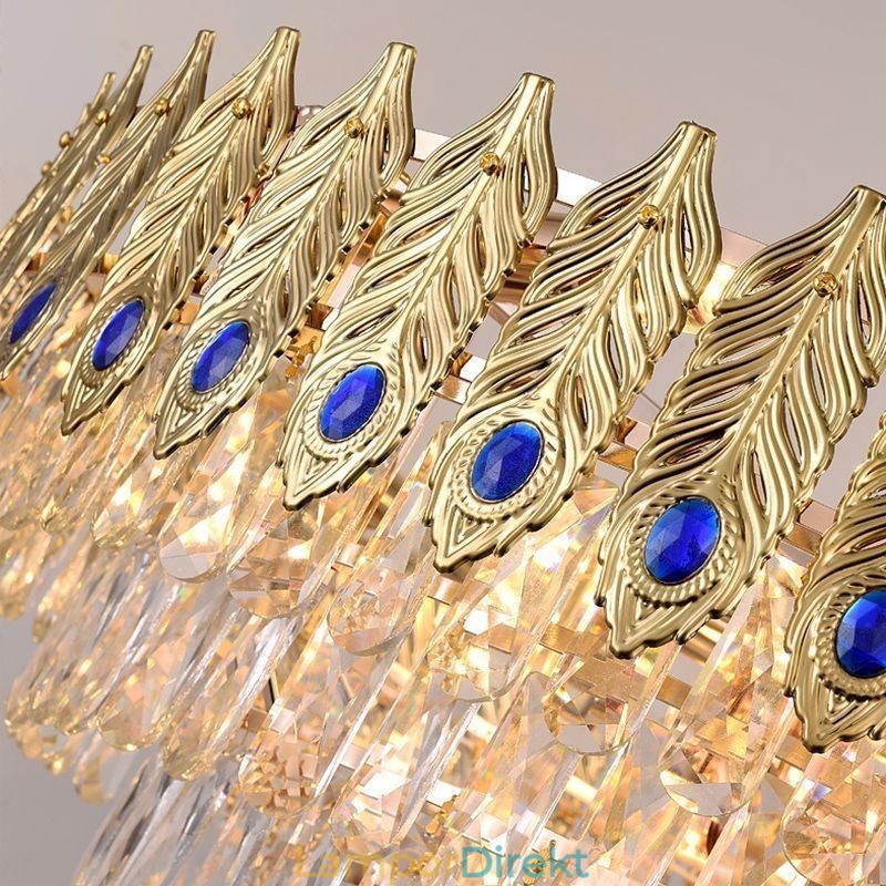 Golden Feather Crystal Pendel Light Duplex Dekorativa Taklampa
