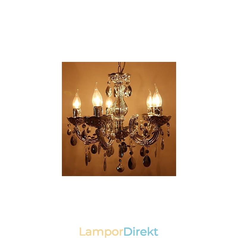Modern Silver Akryl Kristall Stil Ljuskrona Med 5 Lampor