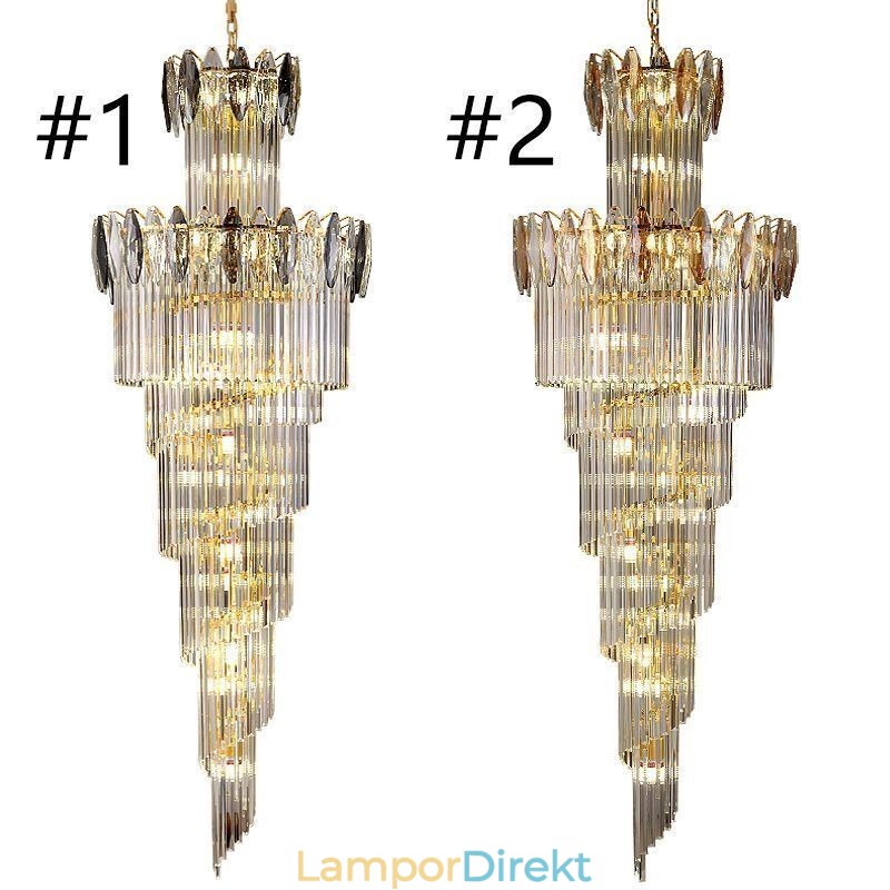 Kristall Taklampa Duplex Avsmalnande Dekorativ Taklampa 70Cm