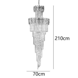 Kristall Taklampa Duplex Avsmalnande Dekorativ Taklampa 70Cm