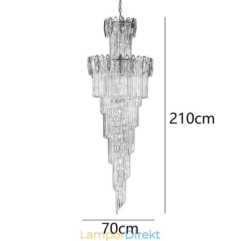 Kristall Taklampa Duplex Avsmalnande Dekorativ Taklampa 70Cm