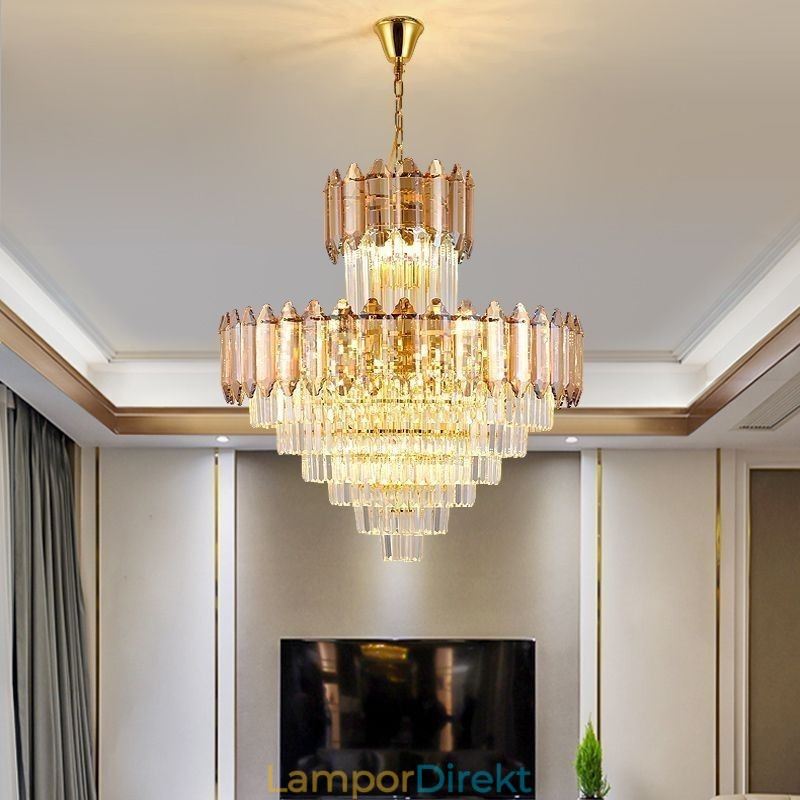 Avsmalnande Kristall Taklampa Duplex Dekorativ Taklampa