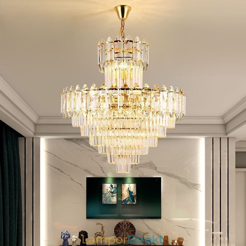 Avsmalnande Kristall Taklampa Duplex Dekorativ Taklampa