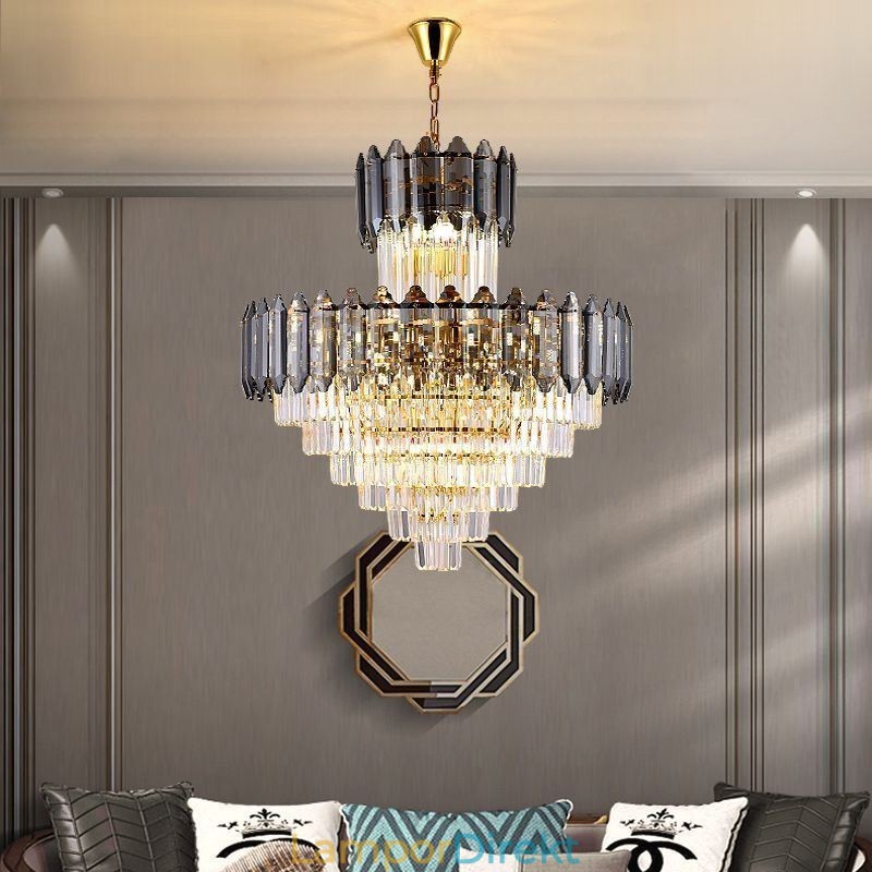 Avsmalnande Kristall Taklampa Duplex Dekorativ Taklampa