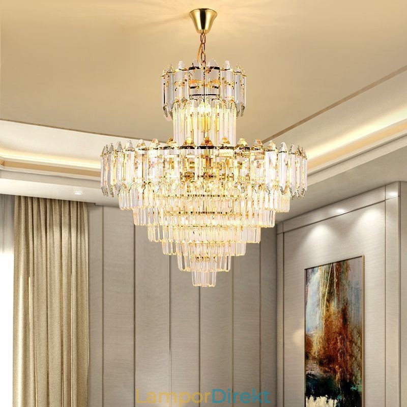 Avsmalnande Kristall Taklampa Duplex Dekorativ Taklampa