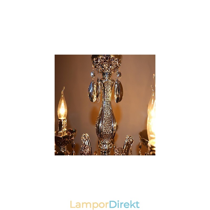 Modern Silver Akryl Kristall Stil Ljuskrona Med 5 Lampor