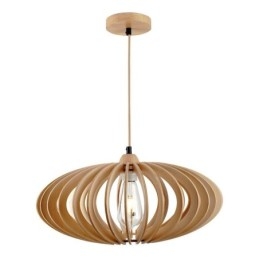Log Basswood Taklampa 17Cm Oval Trälampskärm
