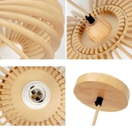 Log Basswood Taklampa 17Cm Oval Trälampskärm