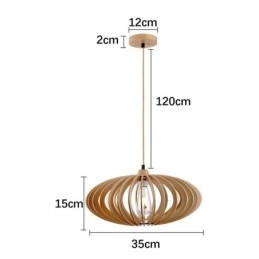 Log Basswood Taklampa 17Cm Oval Trälampskärm