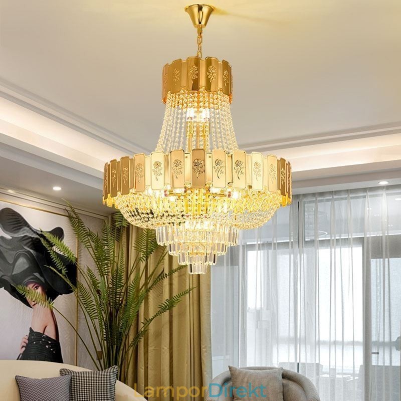 Guld Kristall Taklampa Elegant Dekrativ Taklampa