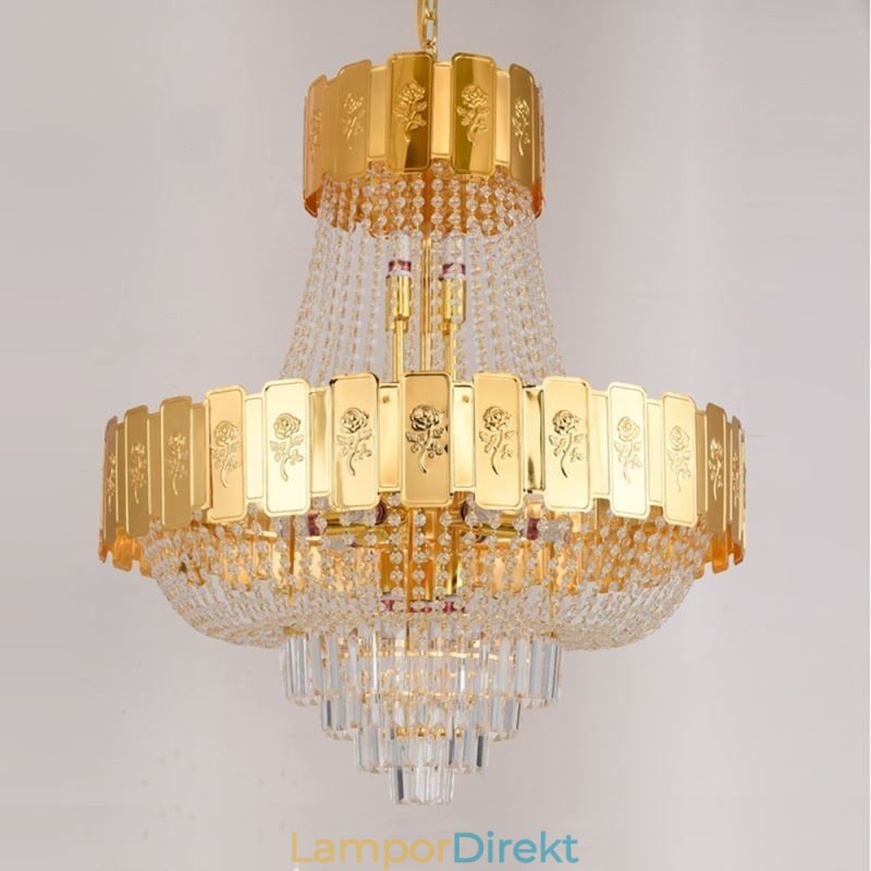 Guld Kristall Taklampa Elegant Dekrativ Taklampa