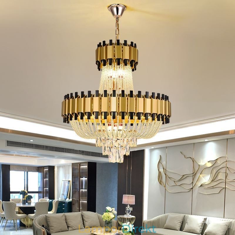 Crystal Pendel Light Guld Lyx Decrative Taklampa