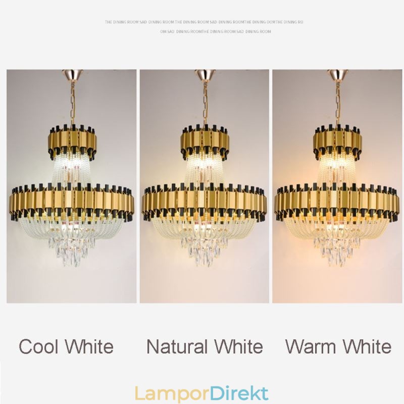 Crystal Pendel Light Guld Lyx Decrative Taklampa