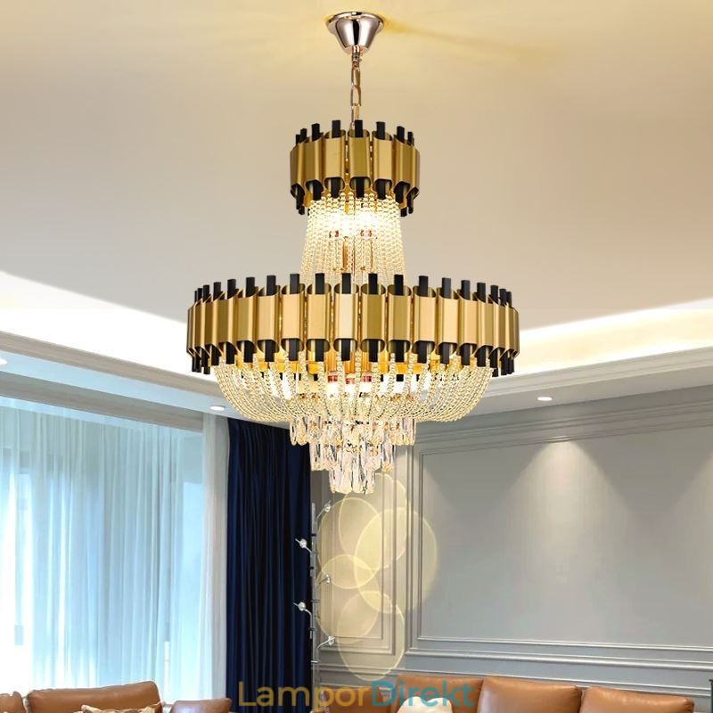 Crystal Pendel Light Guld Lyx Decrative Taklampa