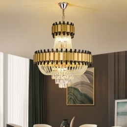 Crystal Pendel Light Guld Lyx Decrative Taklampa