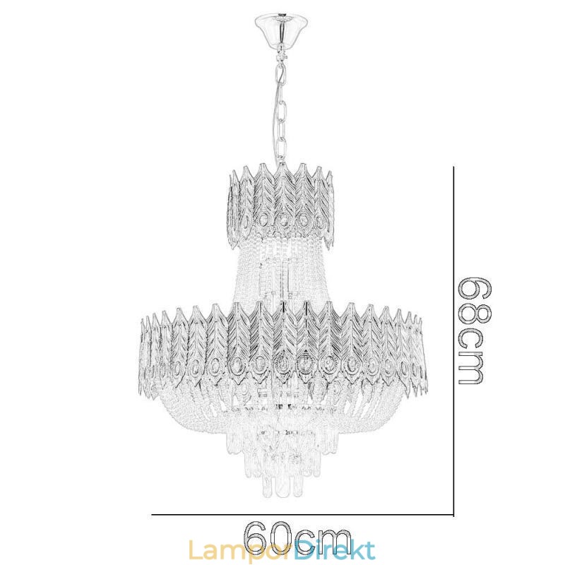 Crystal Pendel Light Lyx Decrative Taklampa 60Cm