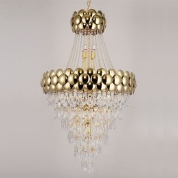 Kristall Pendellampa Elektropläterad Guld Duplex Lyx Decrative Taklampa 80Cm