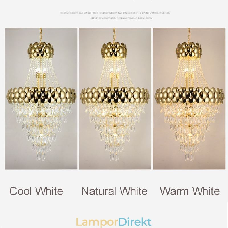 Kristall Pendellampa Elektropläterad Guld Duplex Lyx Decrative Taklampa 80Cm