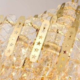 Crystal Pendel Light 4Th Floor Luxury Decrative Ceiling Light Med Gyllene Ihåliga Järnplåt