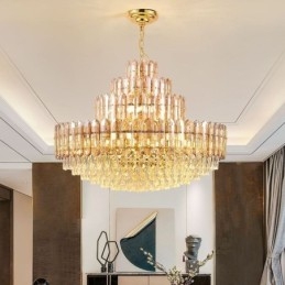 Crystal Pendel Light Four Layers Luxury Decrative Taklampa 80Cm